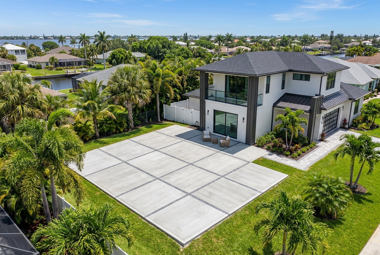 Finished concrete slab at a Cape Coral property