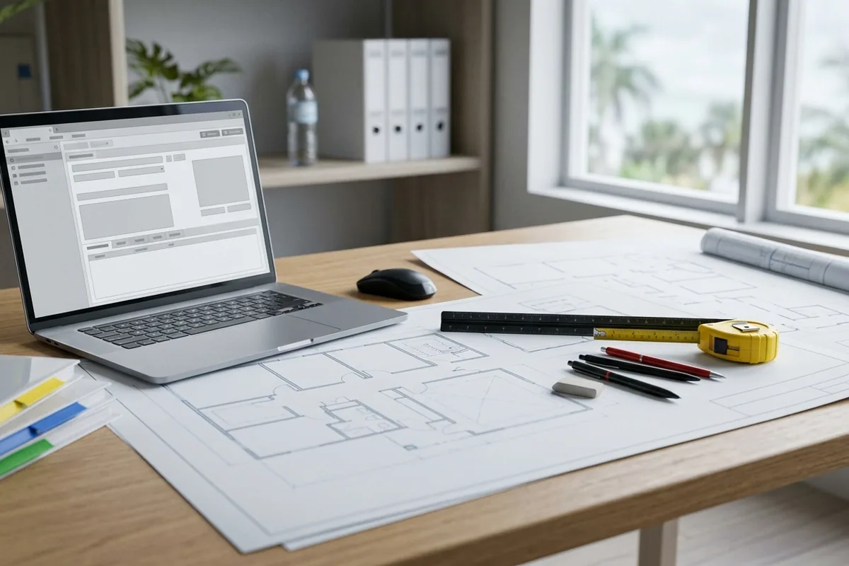 Illustrative commercial permit-planning documents and architectural sheets
