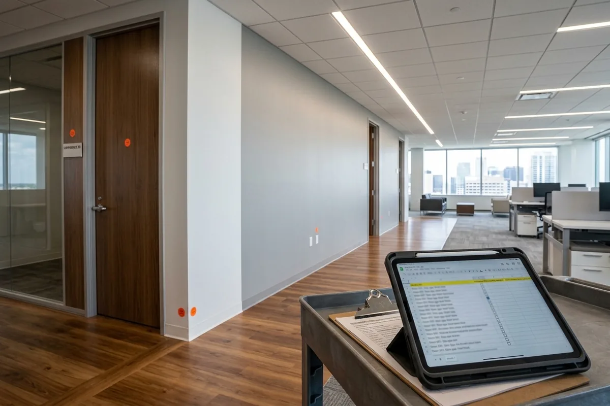Illustrative commercial build-out punch and closeout review